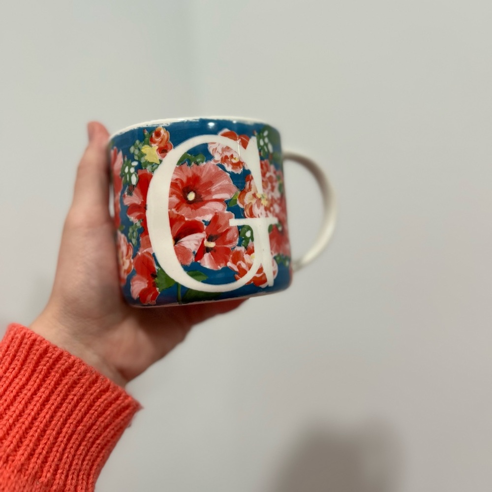 Anthropologie Home Dawn Monogram G Coffee Tea Mug